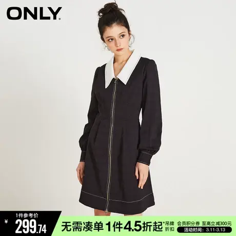 ONLY冬季气质百搭小黑裙收腰短款连衣裙女|123107036图片