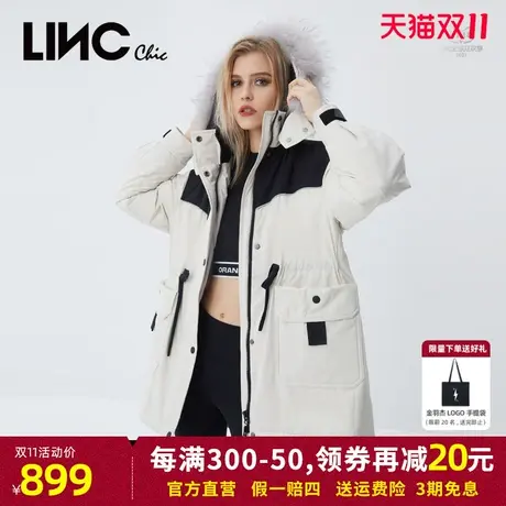 LINC金羽杰羽绒服女2023年冬新款短款毛领女款派克服专柜断码清仓商品大图