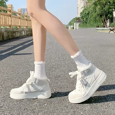 回力高帮鞋女鞋2023秋季新款百搭软底小白鞋秋款平底运动板鞋子潮商品大图