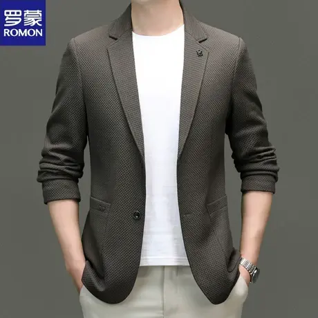 罗蒙商务休闲西装外套男士春秋款商务修身百搭时尚单件上衣小西服图片