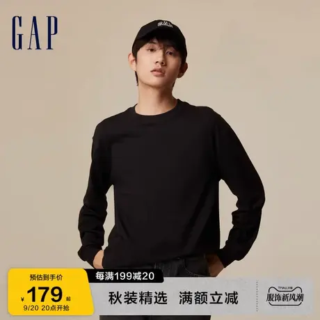 Gap男女装秋季2023新款亲肤纯棉休闲长袖T恤773161宽松廓形上衣图片