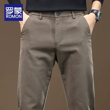 罗蒙男士休闲裤2023秋季新款宽松卡其色男裤高端商务男款直筒长裤图片