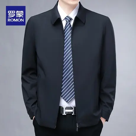 罗蒙男士夹克外套2023秋冬新款商务翻领加棉褂子爸爸干部上衣服帅商品大图