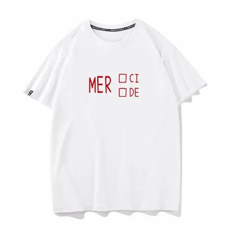 秀洛merci merde同情还是唾弃短袖T恤男女情侣装选择休闲纯棉宽松商品大图