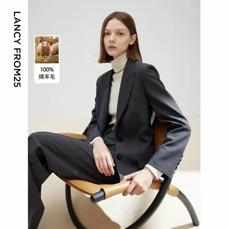 朗姿纯羊毛高级感通勤职业正装设计感气质修身西服外套2025春新款图片