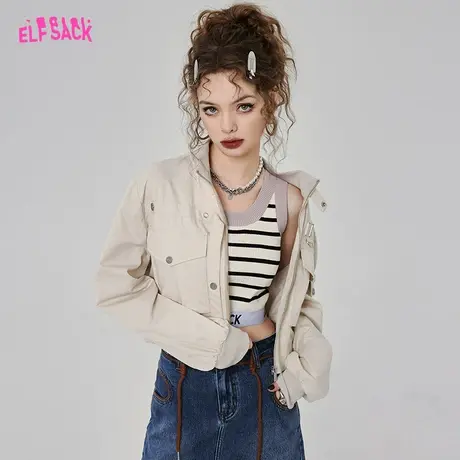 妖精的口袋工装短款休闲外套女2023春秋季新款小个子百搭薄款复古图片