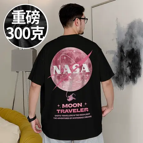 2025新款短袖男装潮牌T恤宽松潮流大码NASA国潮嘻哈港风半袖夏季图片