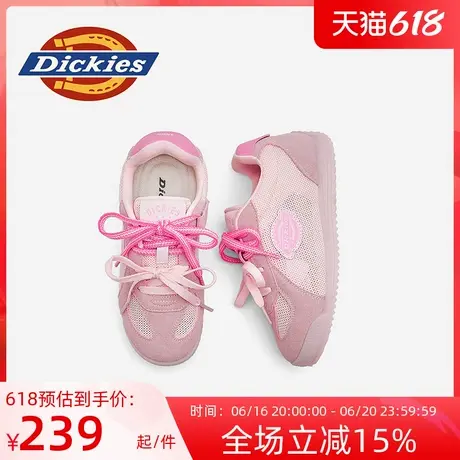 Dickies女鞋2025新款夏季网面透气双鞋带德训鞋粉色女士休闲鞋子图片