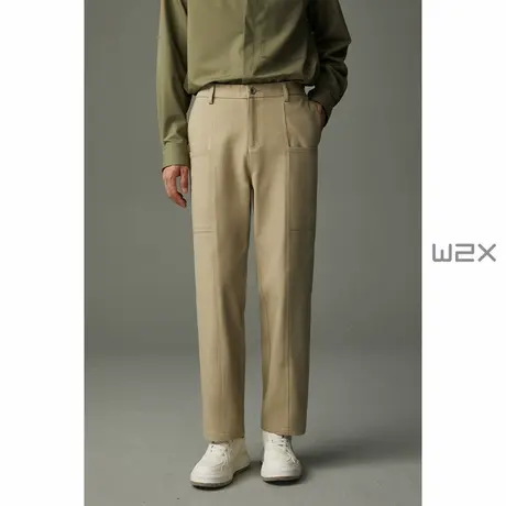 w2x2023秋季新款休闲裤男时尚百搭青年工装裤直筒纯棉男裤子长裤商品大图