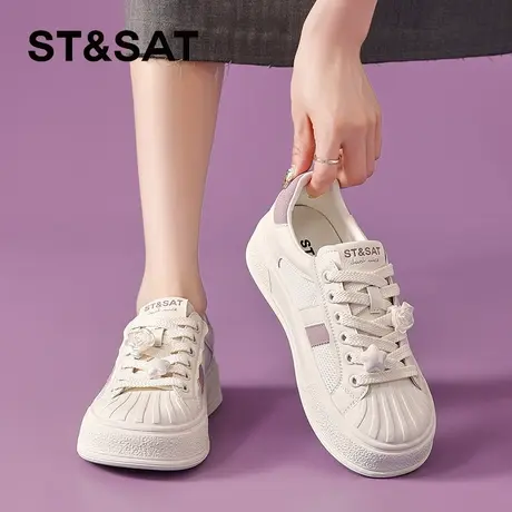 星期六小白鞋女夏2025夏季新款女鞋女款爆款鞋子配裙子厚底板鞋商品大图