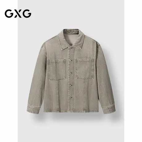 GXG男装 复古水洗工艺廓形翻领牛仔夹克外套 2025春季新品商品大图