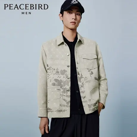 太平鸟男装外穿式衬衫春新款提花休闲衬衫 B1CHE1315图片