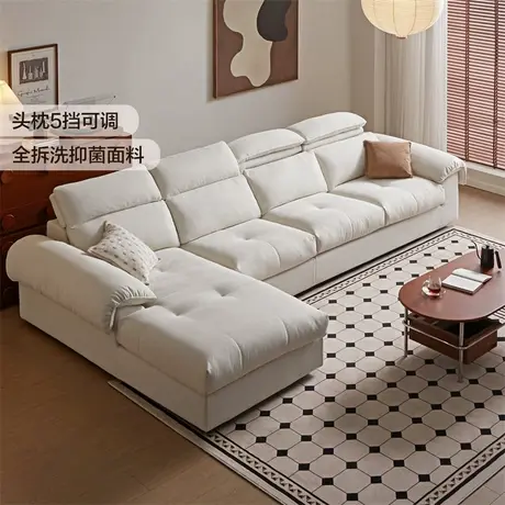 全友家居现代简约可拆卸布艺沙发客厅小户型实木框架直排三人沙发商品大图