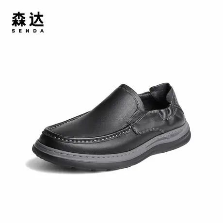 森达休闲皮鞋男春新商场同款一脚蹬平底单鞋1PN01AM4图片