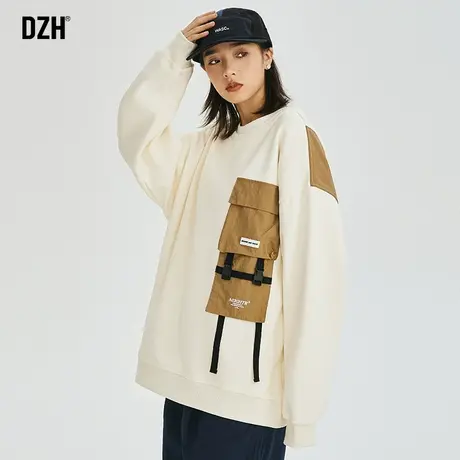 男女同款秋季情侣卫衣男士套头运动外套2023新款圆领工装情侣上衣商品大图