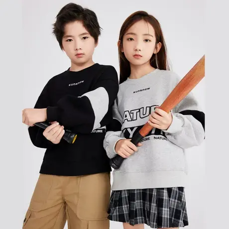 雪中飞童装儿童卫衣中大童2026春季新款男童女童印花字母百搭上衣图片