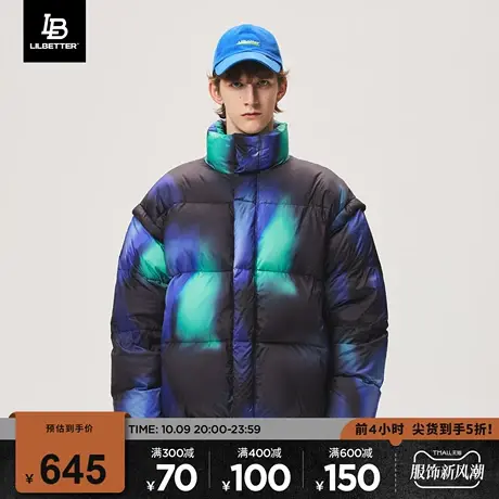 Lilbetter男士羽绒服新款冬装印花可拆卸袖保暖衣服冬季防寒外套图片