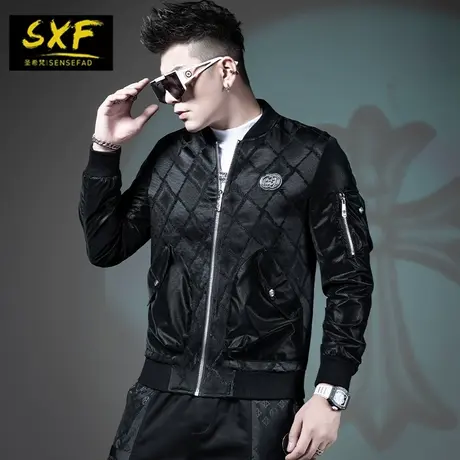 SXF圣希梵春季外套男 新款日系休闲棒球服外衣暗纹提花男士夹克潮图片
