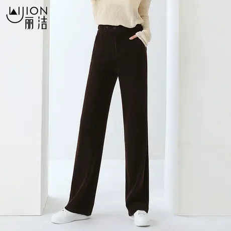 丽洁宽松阔腿裤女新款秋冬毛呢裤高腰毛呢裤女裤直筒长裤图片
