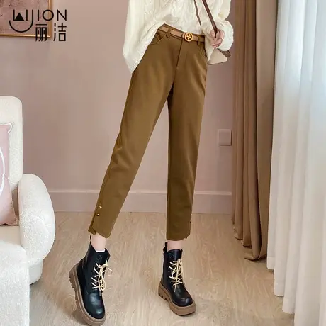 丽洁黑色西装裤女春季裤子九分裤子秋冬直筒裤职业休闲西裤烟管裤图片