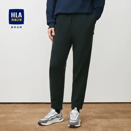 HLA/海澜之家松紧腰休闲裤2023秋季新款宽松舒适纯色束脚长裤男图片