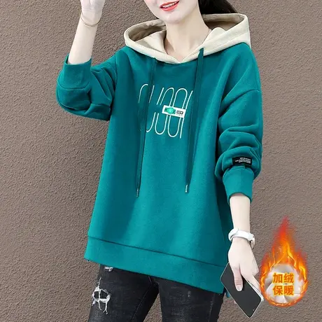 连帽加厚加绒卫衣女秋冬2023新款时尚爆款韩版宽松上衣潮大码外套图片