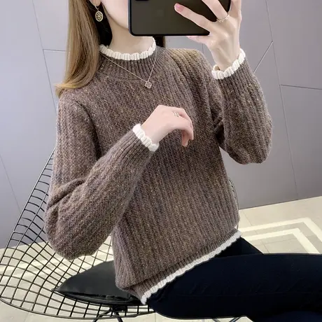 半高领毛衣女秋冬新款韩版宽松外穿套头加厚内搭长袖针织打底衫女图片