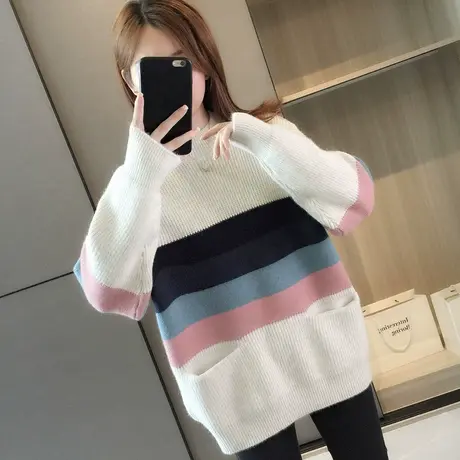 半高领毛衣女秋冬季新款洋气打底衫软糯加厚上衣宽松慵懒风外穿商品大图