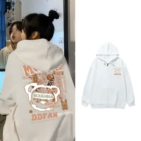 拉链卫衣女2023新款爆款美式oversize连帽开衫外套多巴胺秋冬穿搭商品大图