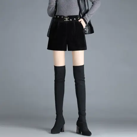 黑色短裤女2023新款秋冬高腰通勤西装阔腿裤外穿显瘦休闲裤靴裤子商品大图