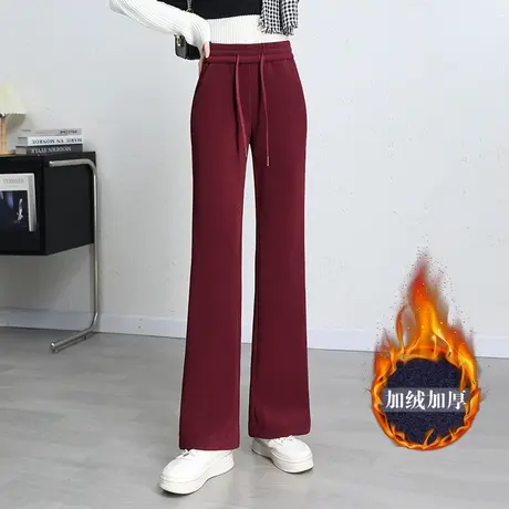 加绒条绒长裤微喇裤女秋冬2023新款高腰垂感显瘦百搭直筒休闲裤子商品大图