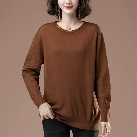 毛衣女秋冬新款加肥加大码女装宽松中年妈妈针织衫打底衫女士上衣图片