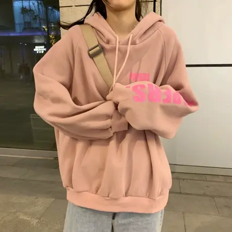超火cec卫衣女春秋韩版vintage连帽加绒外套ins潮学生宽松上衣服图片