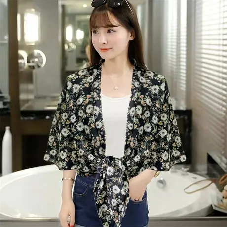 雪纺衫女士白色衬衫夏季设计感小众外搭防晒衬衣外套宽松中袖上衣商品大图