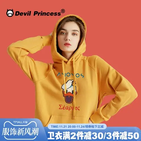 2024新款春秋季连帽卫衣女宽松BF港风卡通ins潮牌学生情侣装帽衫商品大图