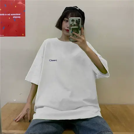 2024年夏季新款宽松情侣女装白色冰丝设计感上衣服别致短袖t恤潮商品大图