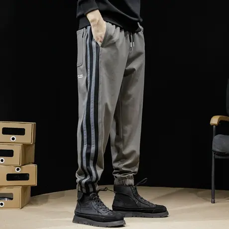 条纹运动裤男潮牌束脚宽松大码2024新款潮流裤子休闲卫裤春秋款商品大图