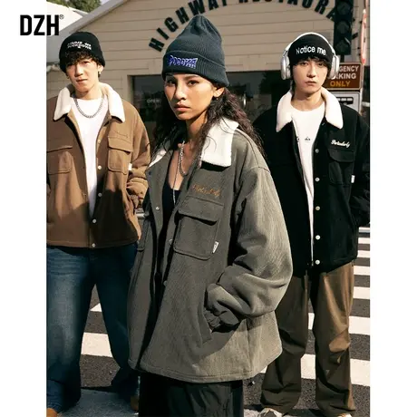 男士美式复古灯芯绒外套男冬款棉服2024年新款情侣棉衣夹克羊羔绒商品大图