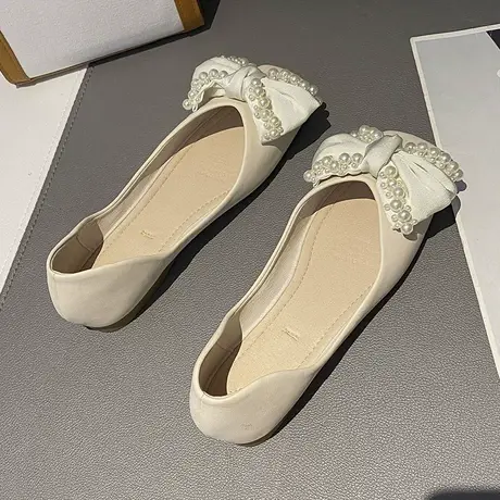 搭配裙子单鞋春季女平底2023新款韩版百搭仙女风温柔豆豆鞋妈妈鞋商品大图