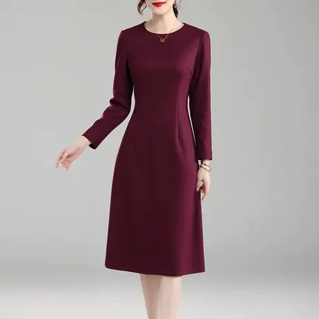【1件7.9折】冬季新品百搭打底裙女简约气质优雅收腰针织连衣裙商品大图