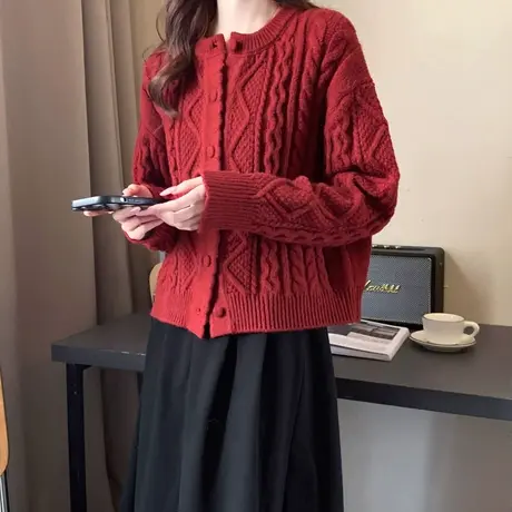 开衫毛衣女款2023新款秋冬内搭外穿美拉德宽松上衣冬季针织打底衫图片