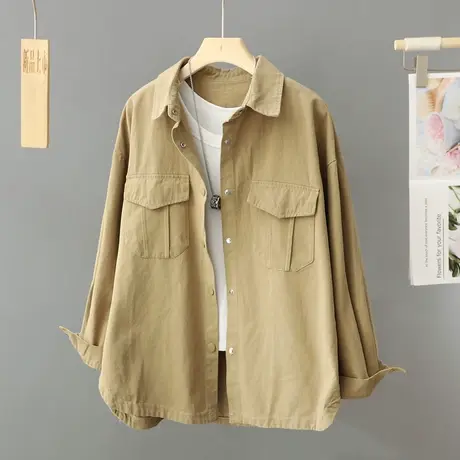 设计感小众春秋衬衫女长袖宽松大码简约学院风衬衣外套叠穿上衣潮图片