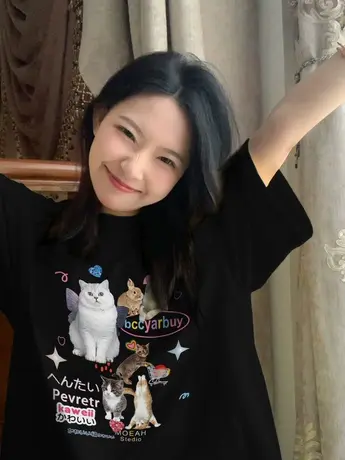 黑色纯棉短袖t恤女美式复古夏季宽松小个子设计感小众半袖上衣潮商品大图