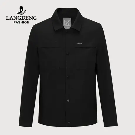 浪登男士短款夹克衫2023秋冬休闲潮流翻领抗皱外套男干部爸爸装商品大图