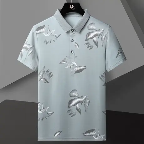 纯棉个性印花Polo衫男士韩版潮流短袖t恤商务休闲潮牌翻领打底衫商品大图