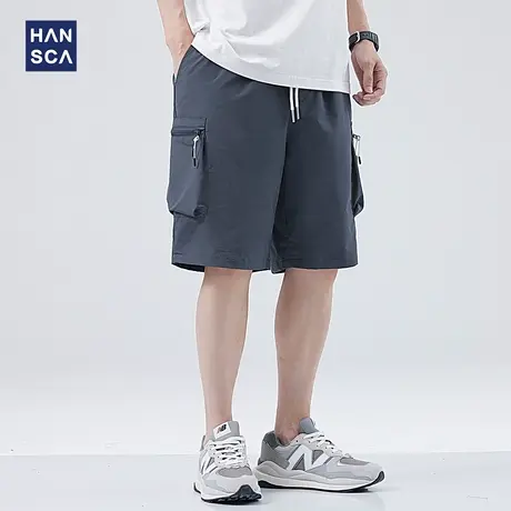 hansca 夏季工装短裤男生薄款大码运动中裤直筒宽松休闲五分裤子商品大图