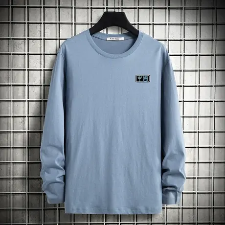 秋季纯棉长袖t恤男潮牌圆领上衣服内搭打底衫中国潮流ins全棉体恤图片