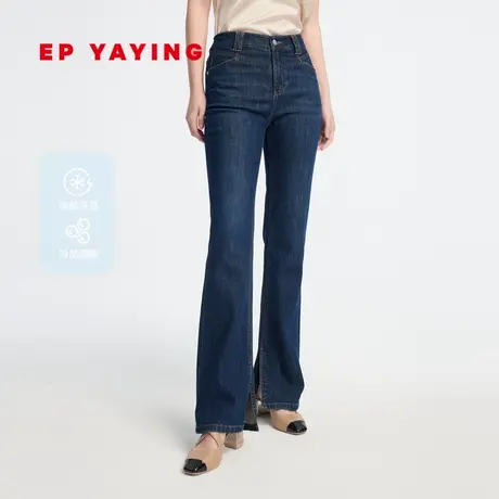 [冷晶醋酸]EP雅莹女装 开叉微喇裤 舒适显瘦牛仔裤 2023新款J615A图片