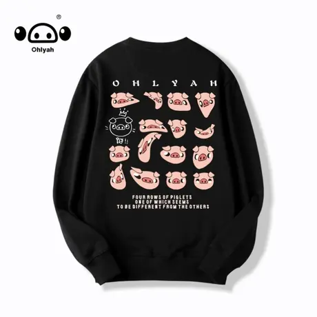 秋季日系简约ins圆领卫衣男女宽松潮流上衣百搭学生印花情侣外套商品大图