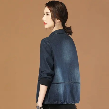 韩潮袭人立领休闲牛仔外套女2023秋季新款宽松百搭夹克棒球服上衣图片